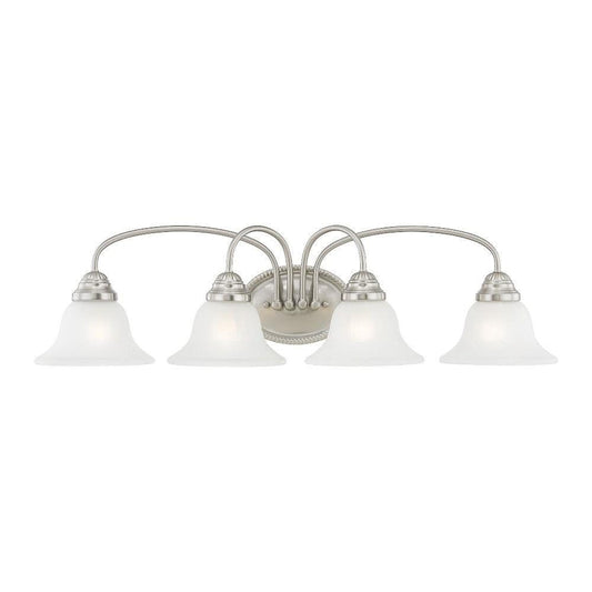 Livex Lighting 1534-91 Edgemont 4 Light Vanity Brushed Nickel with White Alabaster Glass, 30.5 x 8.75 x 8