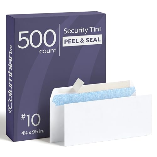 Columbian #10 Security Envelopes, 500 Pack, Self Seal Envelopes for Home, School, and Business Mailings, No Window, 4-1/8 x 9-1/2 Inches, Durable 24
