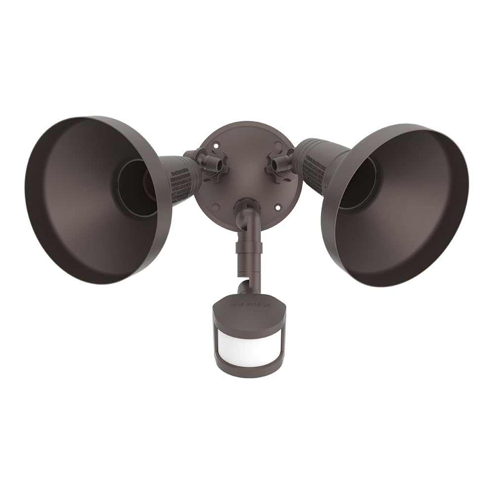 HALO 180° Motion Activated Sensor Outdoor Security Flood Light with Lamp Cover, Bronze
