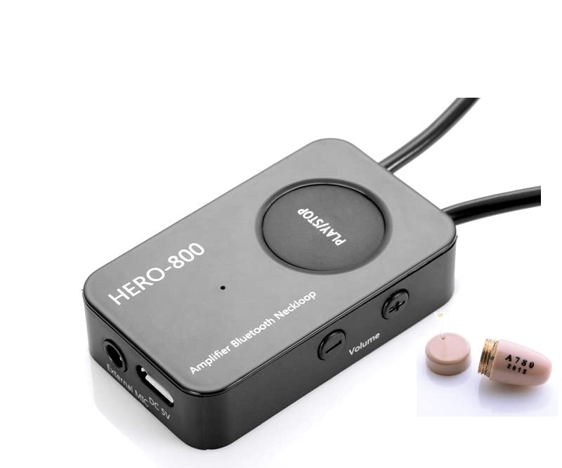 EDIMAEG Loud Sound 45-100dB 35 inch Amplifier Bluetooth Neckloop Aids T-coil with CIC Spy Earpiece