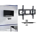 2xhome - New TV Wall Mount Bracket & Single Shelf Package - Secure LED LCD Plasma Smart 3D WiFi Flat Panel Screen Monitor Monitor Display Large
