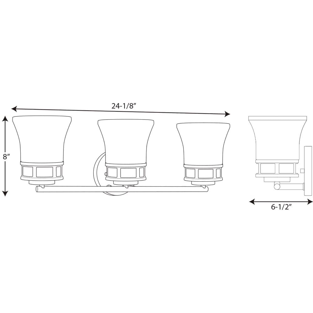 Progress Lighting 3 Light Bathroom Vanity Light, Coastal Style Modern Bath Lighting Fixture with Etched White Glass Shade for Over the Mirror