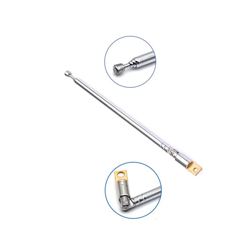 AM FM Radio Universal Antenna,37cm 14.6" Length 4-Sections Stainless Steel Radio Antenna for AM FM Radio Receiver TV and More 4pcs (Silver,Foldable