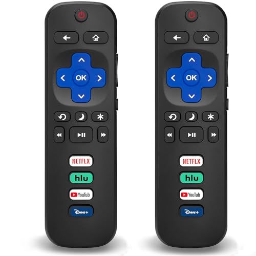 2 Pack Replacement Remote Compatible for Roku TV, Universal Remote Control Fit for TCL/Hisense/Insignia/JVC/Onn/Philips/RCA/Sharp/Sanyo/Hitachi/LG/Magnavox RokuSmart TVs (Not for RokuStick or Box)