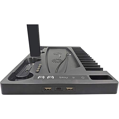 GAMFAMI Multi-Function Charging Stand with Cooling Fan for PS5 Disc/Digital Edition/PS5 Controller, Vertical Charger Cooling Storage Stand