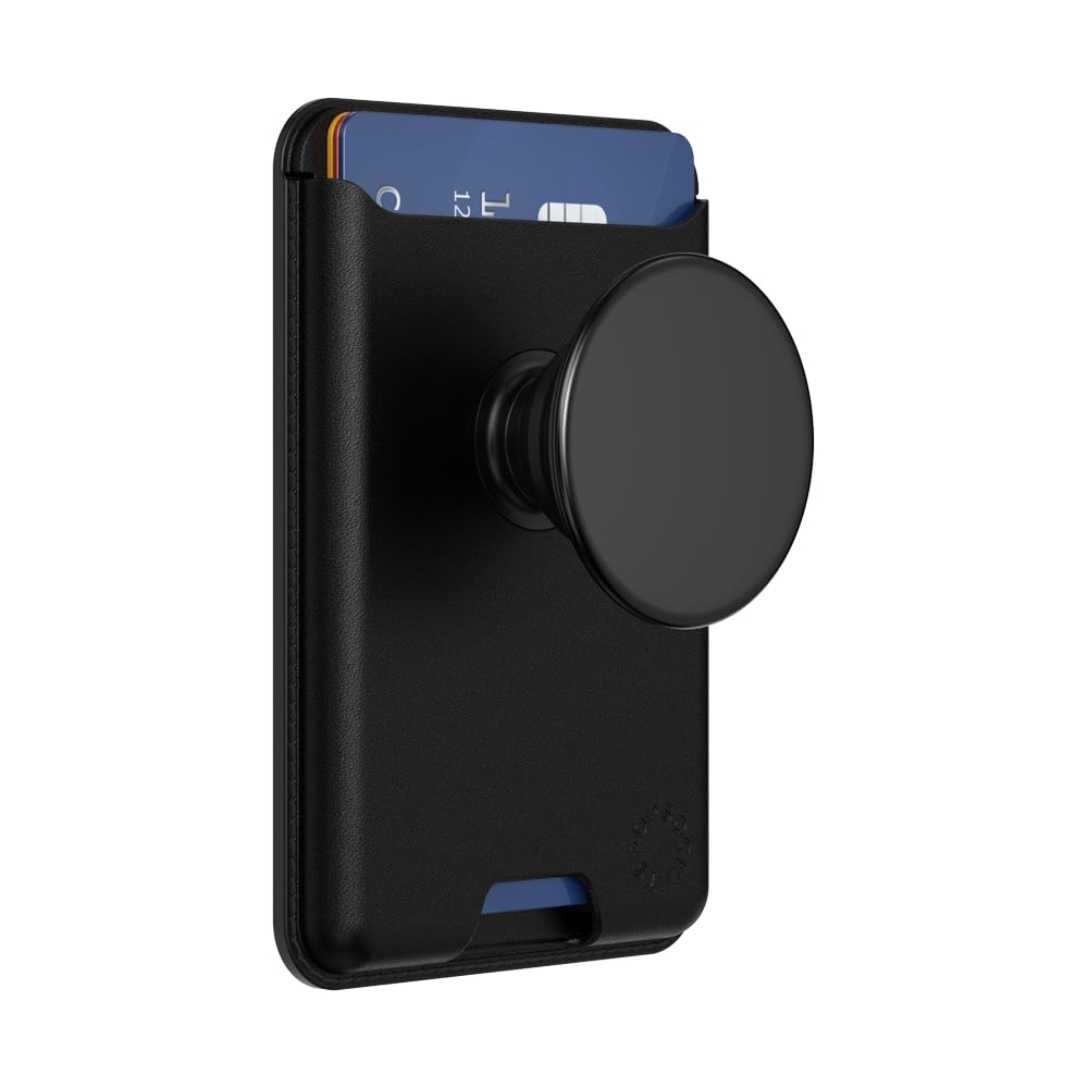 PopSockets Phone Wallet for MagSafe, Phone Card Holder with Grip - Black