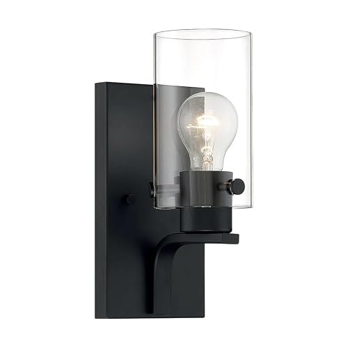 Nuvo 60/7271 Sommerset 1-Light Vanity Fixture with Clear Glass - Matte Black Finish