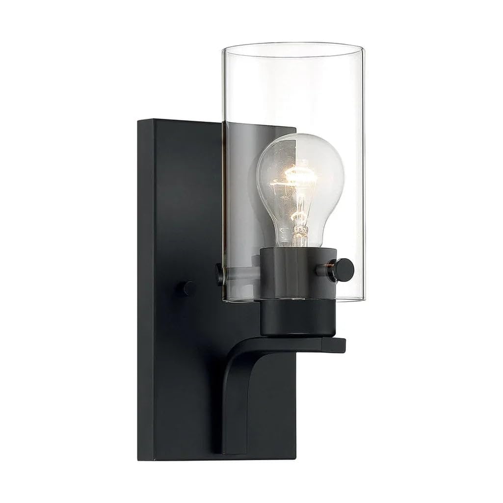 Nuvo 60/7271 Sommerset 1-Light Vanity Fixture with Clear Glass - Matte Black Finish