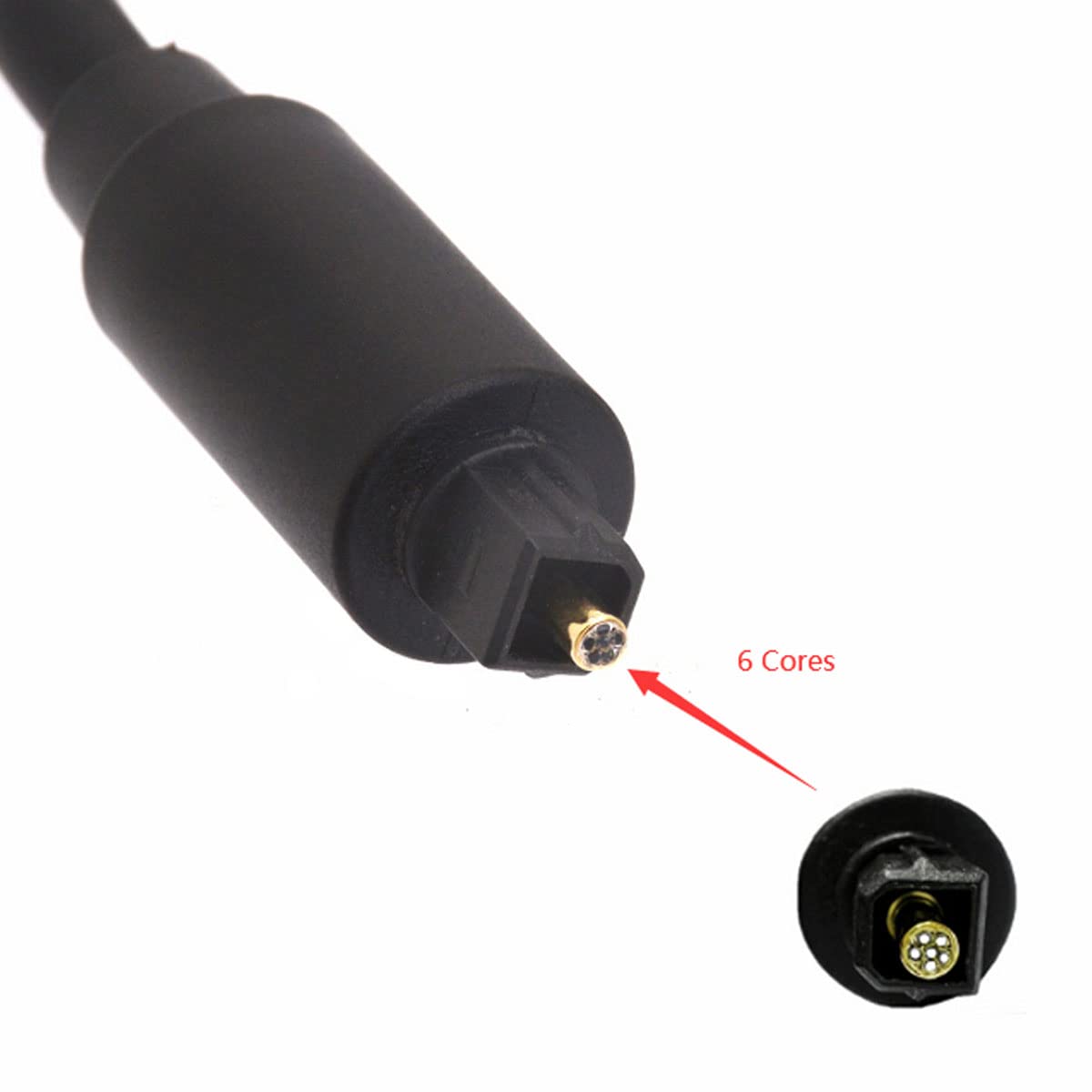 GLHONG 24K Gold Plated 1 in 2 Out Digital Toslink Optical Fiber Audio Splitter Cable, 6 Cores Fiber Optic Adapter, Fiber Converter for Home Theatre