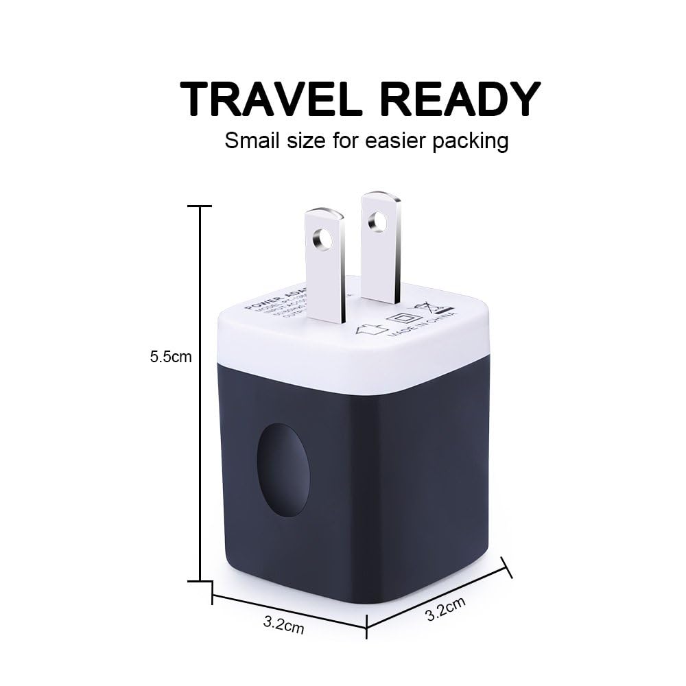 USB Wall Charger, Charging Cube,Sicodo 3Pack Dual Port Charging Block Plug in Cell Phone Charger Box Brick USB Power Adapter for iPhone 17 16 15 14 13