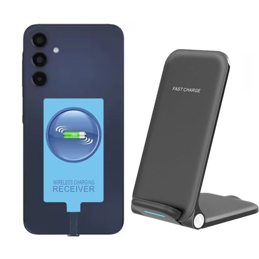 External Type-C Wireless Charging Adapter Receiver for Samsung Galaxy A14 A24 A34 A04 A54 with Stand Folding Charger
