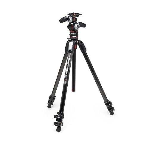 Manfrotto Kit 3-Section Tripod, Camera Tripod with 3-Way Head in Aluminium with Move Quick Release System, Professional Photography Accessories Kit