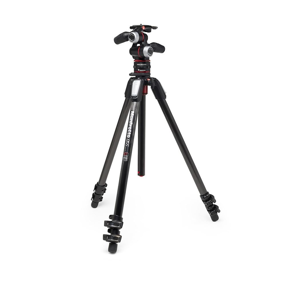 Manfrotto Kit 3-Section Tripod, Camera Tripod with 3-Way Head in Aluminium with Move Quick Release System, Professional Photography Accessories Kit