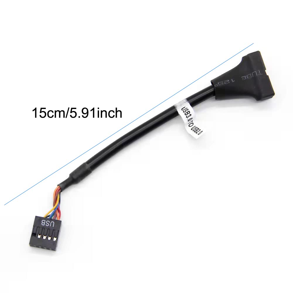 ThtRht 3 Pack USB 3.0 Header to USB 2.0 Motherboard Adapter 19 Pin to 9 Pin Connector Cable Front Panel USB3.0 to 2.0 Converter 19pin Male to 9pin