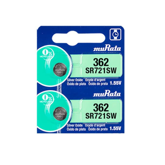 Murata 362 SR721SW Battery 1.55V Silver Oxide Watch Button Cell - Replaces Sony 362 (2 Batteries)
