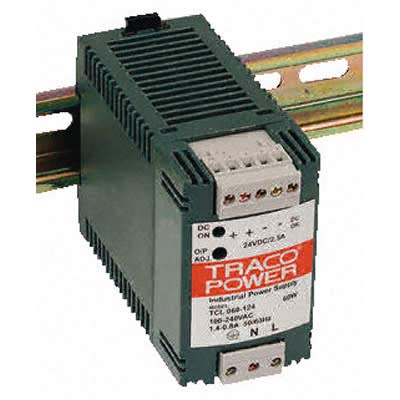 TRACO POWER TCL 024-105 Isolated DC/DC Converters, 25W 5V 5A, 18-75VDCin, Adj Vout, Enclosed, DIN Rail