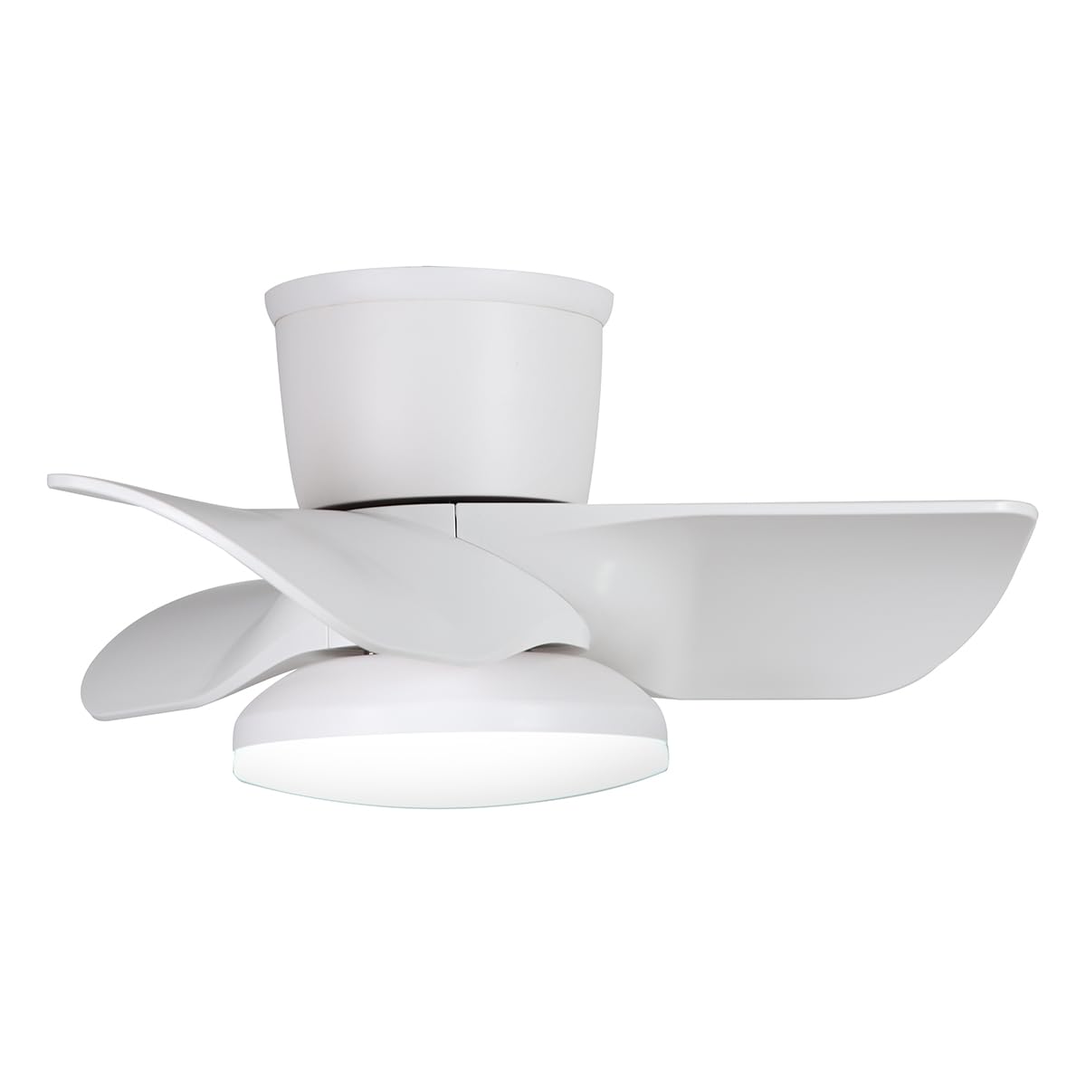 kathy ireland HOME (KICF58332) Plumier 22-Inch Flush Mount Ceiling Fan, Matte White - Low-Profile Hugger Indoor Fan for Small Rooms