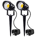 SUNVIE Outdoor Landscape LED Lighting 12W Waterproof Garden Lights COB Led Spotlights with Spiked Stand for Lawn Decorative Lamp US 3- Plug 3000K Warm
