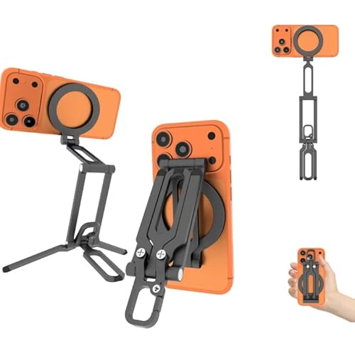Magnetic Phone Tripod, Compatible with MagSafe, Portable Aluminum Alloy Magnetic Phone Stand with Comfort Grip for iPhone 17/16/15/14/13/12 Series