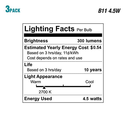 EcoSmart 40-Watt Equivalent B11 Dimmable LED Light Bulb Soft White (3-Pack)