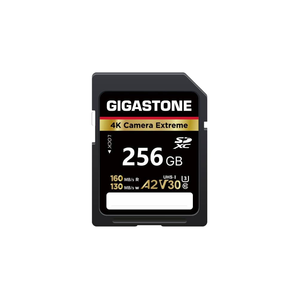 ?5-Years Data Recovery? GIGASTONE 256GB SD Card, 4K Camera Extreme, A2 V30 U3 C10 SDXC Memory Card High Speed, Compatible with Canon Kodak Olympus