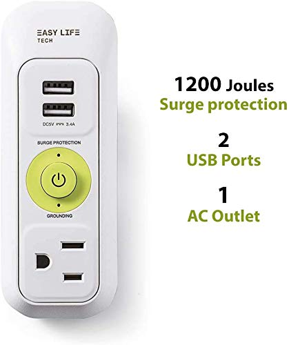 Wall Outlet Extender with USB Charging Ports - Multi Plug Adapter with AC Outlets - Compact Surge Protector for Home, Office, or Travel - Space-Saving
