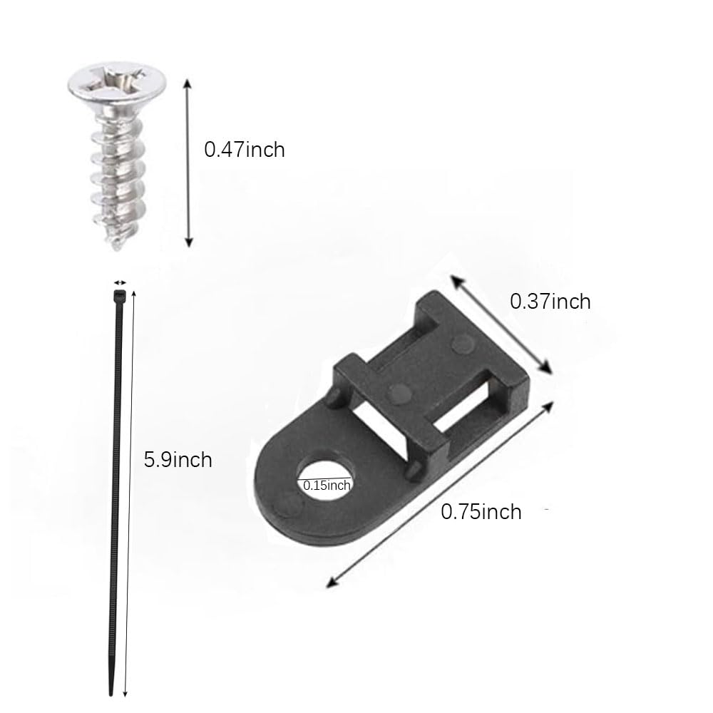 White Cable Zip Tie Mounts Kit-100 Pcs Cable Zip Tie Saddle Type Mounts Base with 100 Pcs 6" Cable Ties and 100 Pcs Tapping Screw, Wire Cable Clips