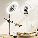 UBeesize 12" Desk Ring Light with Stand and Phone Holder, Overhead Phone Mount for Video Recording, Zoom Meeting, Live Streaming, Tiktok