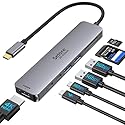 USB C Hub HDMI Adapter for MacBook Pro/Air, 7 in 1 USBC Dongle with HDMI, microSD/SD Card Reader, USB C Data Port,100W PD, and 2 USB 3.0 Compatible