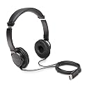 Kensington USB-A Hi-Fi Headphones, On-Ear Headset, 6ft Cord, for Kids, for Adults, for School, Padded Adjustable Headband (K97600WW), Black