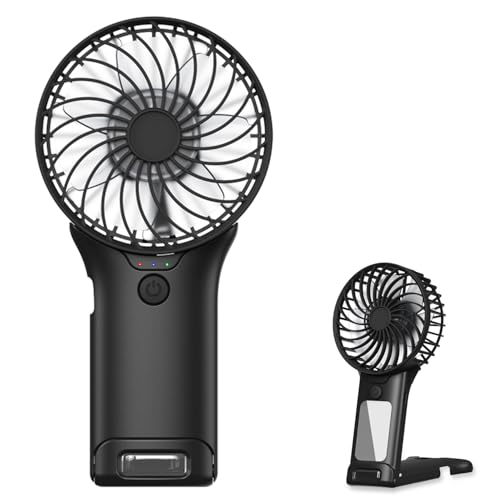 ZipVorb Portable Mini Fan with Mirror, USB Rechargeable, Pocket 4-Speed Cooling, Up to 15 Hours, Compact Handheld Fan