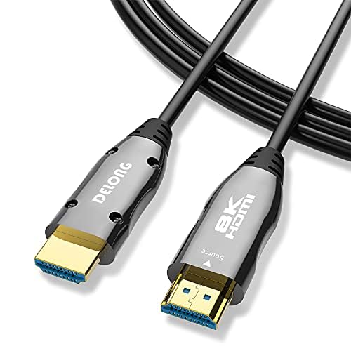 DELONG Fiber HDMI 2.1 Cable 100ft - 8K@60Hz, 4K@120Hz, 48Gbps, eARC Compatible With PS5, Xbox, RTX 3080 3090, Roku, 8K TV - Black