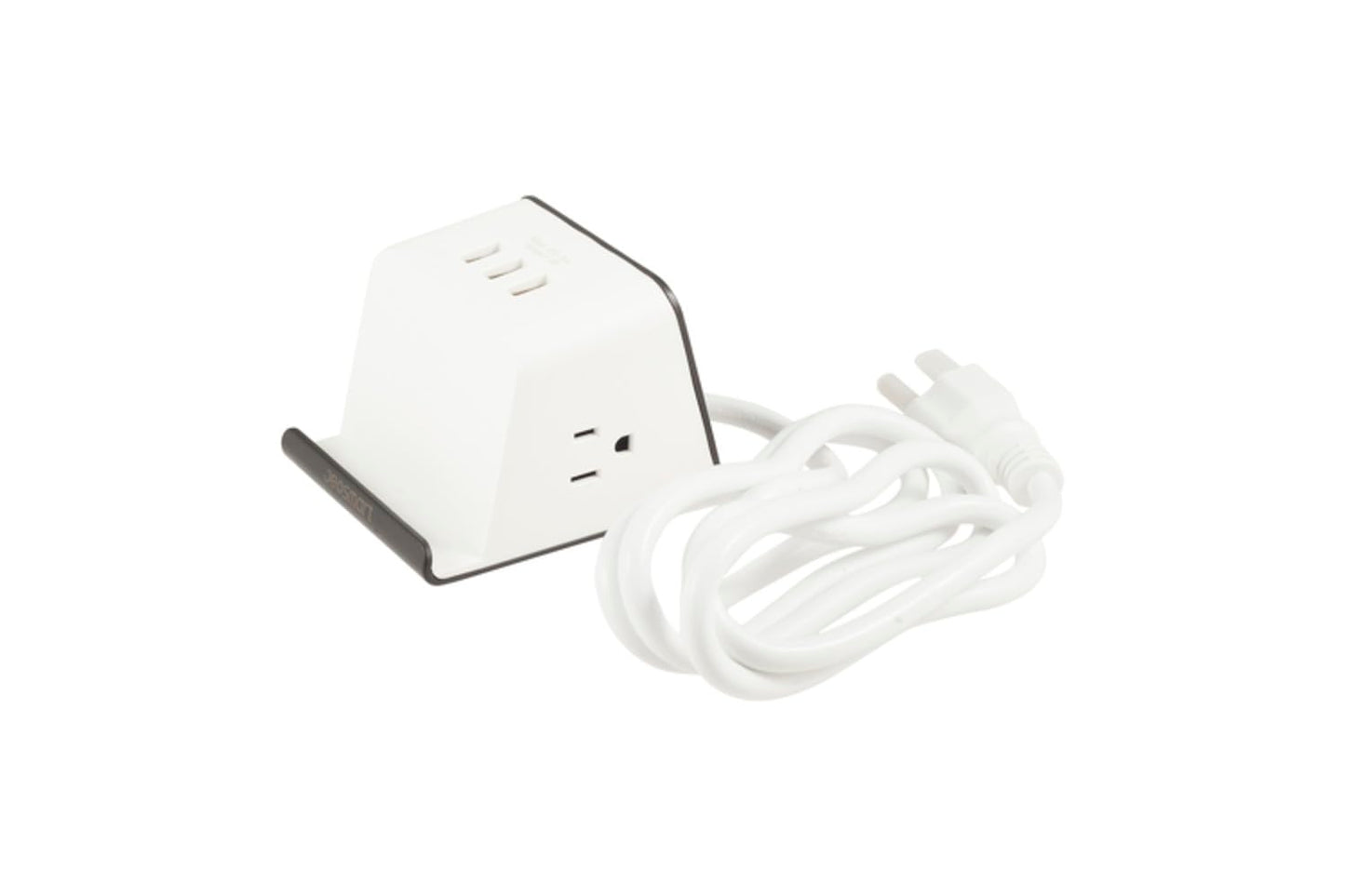 Extension Cord Surge Protector Power Strip with 2 AC Outlets, 3 USB Ports, Fireproof Material, Sturdy Design, Phone Holder, Anti-Slip Foot Pads