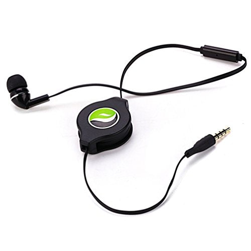 Premium Black Retractable Mono Headset Single Earbud Earphone Mic for Amazon Kindle, DX, Fire, Fire HD 6, HD 7 8 10 - Fire HD 8.9, HD8, HD10, Kids…