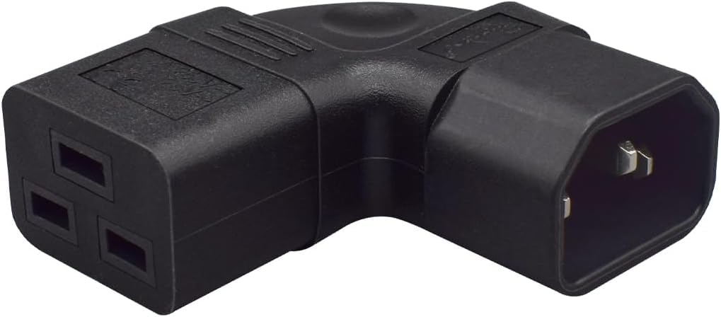 Tekit 2-Pack PDU UPS C14 to C19 Power Converters Travel Plug Adapter, IEC 320 C14 to Left Angle C19 3 Prong Adapter,Elbow Plug C14 to C19 Electrical…