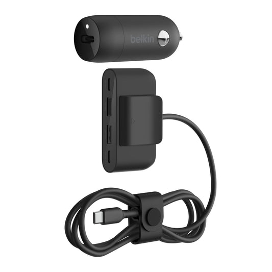 Belkin Boost?Charge™ 30W Fast Car Charger, USB-C Power Delivery Port, 4-Port USB Power Extender, Universal Compatibility for iPhone 16, Galaxy S25