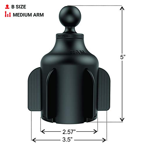 RAM MOUNTS X-Grip Large Phone Mount with Cup Holder Base, Stubby Car Cup Holder Mount for Truck & Vehicle, B Size 1" Ball RAP-B-299-4-UN10U