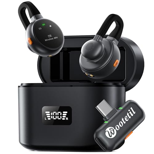 Wireless Lavalier Microphone for iPhone, iPad, Android - USB-C Plug Noise Cancelling Lapel Mini Mic with Charging Case, 30H Battery - Compact Clip-on