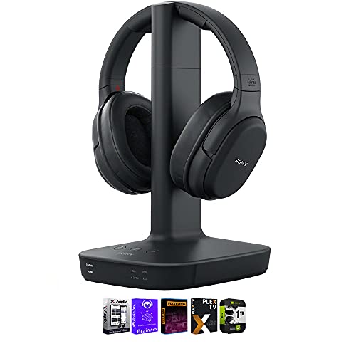Sony WH-RF400 Wireless Home Theater Headphones Black Bundle with Tech Smart USA Audio Entertainment Essentials Bundle and 1 YR CPS Enhanced…