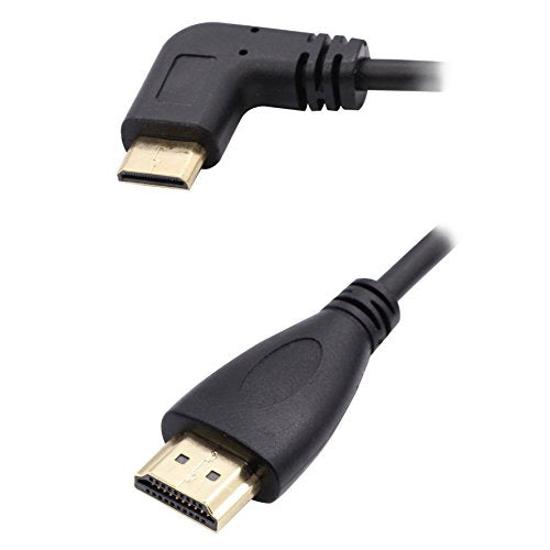 Foto&Tech 90 Degree Right-Angled High Speed Mini HDMI to HDMI Male Coiled Cable Coiled 21" (0.54 Meter to Extended 71" (1.8Meter) with Ethernet