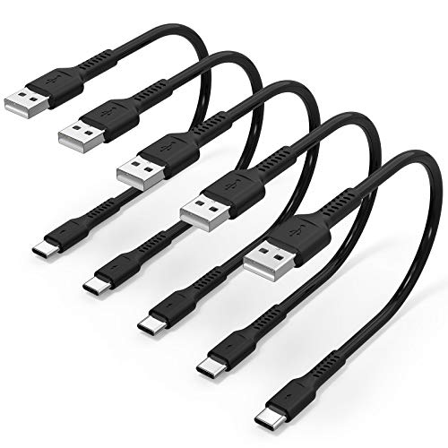 6 inch Short Fast Charging Cord, 5 Pack Durable USB A to USB Type C 3A Cable for Charging Station Compatible with Samsung Galaxy Note 9 10 S10 S20 S30