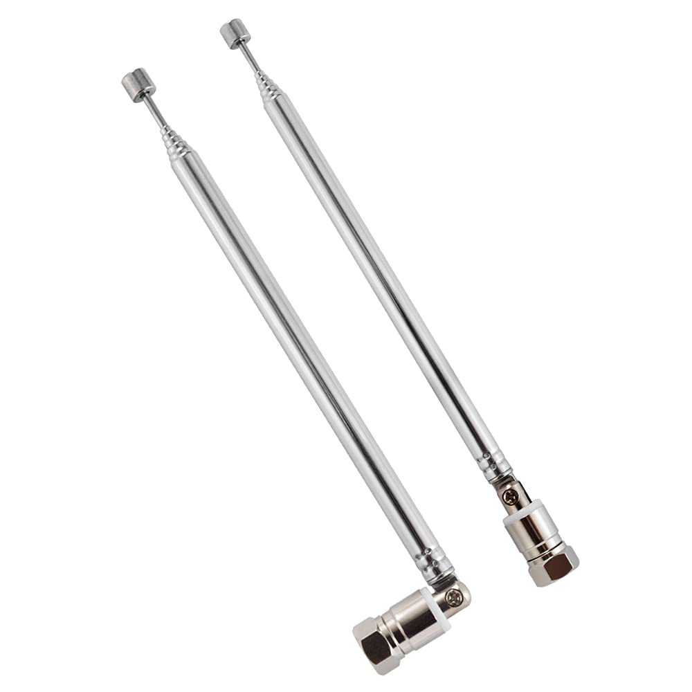 POBADY FM Telescopic Radio Antenna Kit 75 Ohm F Type Male Connector,DAB Radio Antenna with 7 Sections 75.5CM/29.7IN for TV AM FM Radio Stereo Receiver