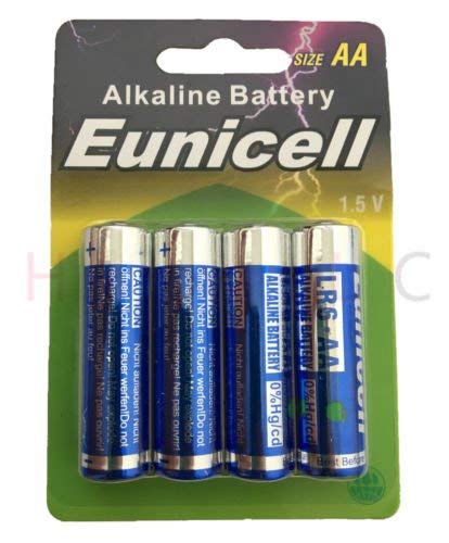 Hillflower 4 Piece AA LR6 LR06 AM-3 Card 0% Hg 1.5V Ultra Power Alkaline Long Duration Battery