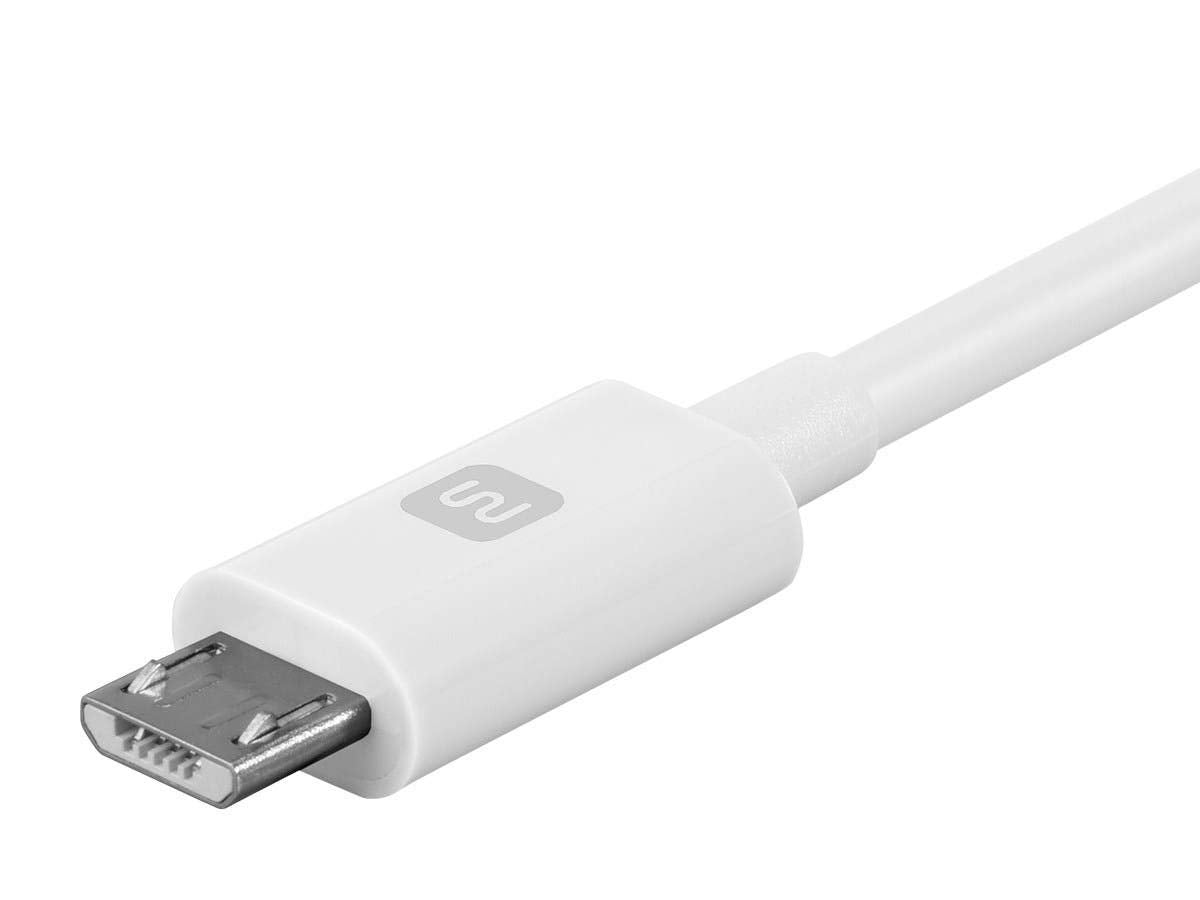 Monoprice USB Type-A to Micro Type-B Cable - Polycarbonate Connector Heads, 2.4 Amp, 22/30AWG, 3 Feet, White - Select Series, 3ft