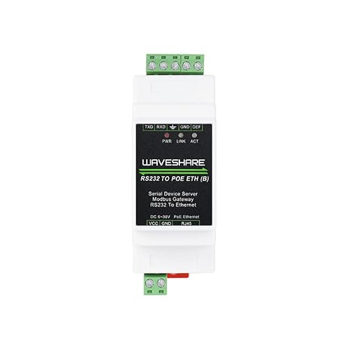 Coolwell Industrial Serial RS232 to RJ45 Ethernet Server Module with POE Function TCP/IP to Serial Rail-Mount Support