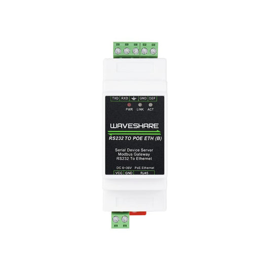 Coolwell Industrial Serial RS232 to RJ45 Ethernet Server Module with POE Function TCP/IP to Serial Rail-Mount Support