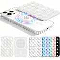 Anteel 2026 Upgraded Magnetic Suction Phone Holder, Clear Silicone Suction Sticky Grip Holder for iPhone 12 13 14 15 16 17 Series, Suction Mirror