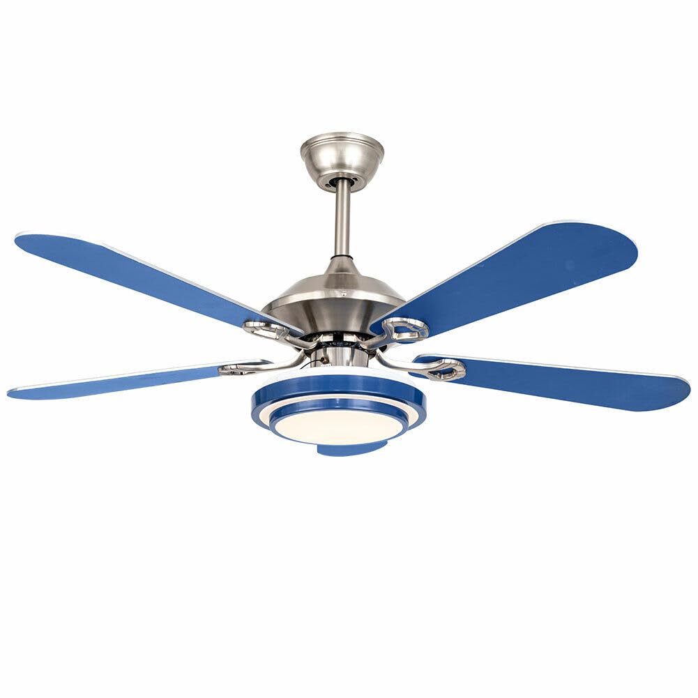 WATEBATH 52" Ceiling Fans with Lights and Remote,LED Dimmable Modern Ceiling Fan with 3 Color Temperature,Memory Function,5 Dual Finish Blades,Indoor