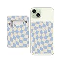 AWHSCP Leather Phone Wallet, Dual Pocket Credit Card Sticky Wallet, Compatible Cell Phones, Cute Twisted Blue Checkerboard