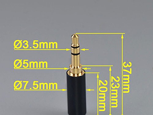 VizGiz 6 Pack Welding 1/8" 3.5mm Plug Audio Solder Male Jack Connector Stereo TRS 3 Pole Metal Earphone Adapter Soldering for DIY Headset Earphone